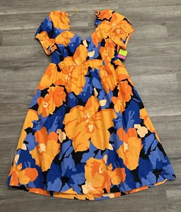 Tabitha Brown Target Midi Dress Womens 20W/22W Floral Tie Open Back Colorful - Picture 1 of 11
