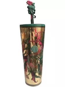 Starbucks 2024 Christmas Holiday 24 Oz Cold Cup Tumbler with Straw Topper NEW - Picture 1 of 4