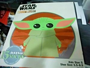 Kids Star Wars Mandalorian 15 Days Of Socks Size S Shoe Size 5.5-8.5 Damaged Box - Picture 1 of 4