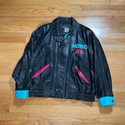 Vintage Michael Hoban North Beach leather Bomber Jacket Velocity Dance Club - Image 1 of 4