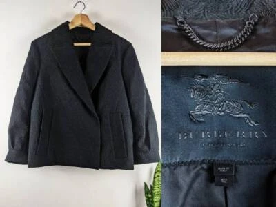 Blazer Burberry Prorsum Mujer Chaqueta Negra Patrón Tela Texturizada Foto 1 de 4