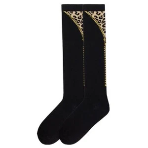 K. Bell Women's Knee High Socks Faux Zipper Leopard Animal Print Cool Footwear - Picture 1 of 1