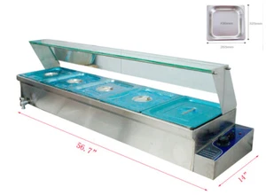 Hot Sale! 5-Pan Bain-Marie Buffet Food Warmer 6”Deep 110V 2HP w/ Glass 1/2 Size  - Picture 1 of 7