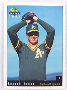 1991 Southern Oregon A's-Classic BEST Minor Lg Baseball Card-Russell Brock
