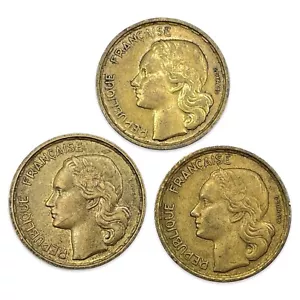 Lot of 3 France 10 Francs Coins - 1951 B, 1952 B & 1953 B - Combined Ship - Picture 1 of 2