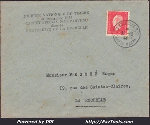 FRANCE LETTRE GRIFFE FORTERESSE DE LA ROCHELLE CACHET NON PARVENU DU 31/12/1944 - Picture 1 of 2