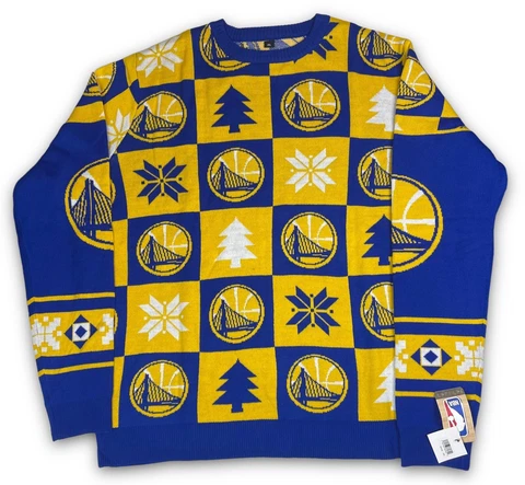 NWT Golden State Warriors Patches NBA Ugly Sweater Size 2XL Forever Collectibles Cover