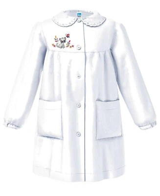 Siggi Grembiule ASILO Bambina, colotre bianco con ricamo, 2-3-4-5-6 ANNI - Immagine 1 di 4