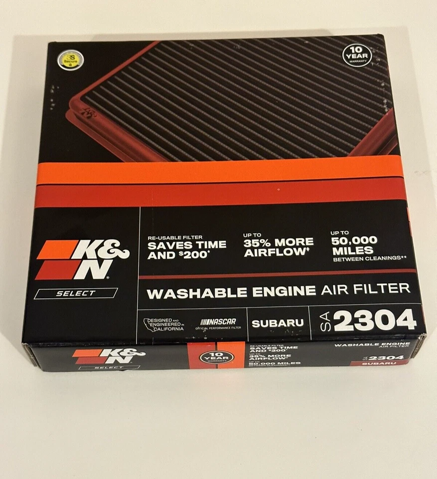 Filtro de aire de motor lavable K&N SA-2304 Select Subaru Outback 2004-2019.Sellado Foto 1 de 2