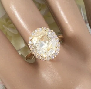 Vintage Jewellery Gold Ring with Citrine White Sapphires Antique Deco Jewelry T - Picture 1 of 10