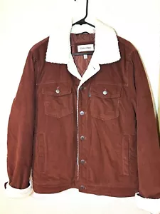Calvin Klein Men’s Medium Corduroy Maroon Jacket. Button Down. Sherpa Trim. - Picture 1 of 12
