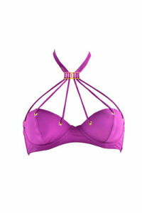 AGENT PROVOCATEUR Womens Bikini Top Kimmi Gold Detail Purple Size S