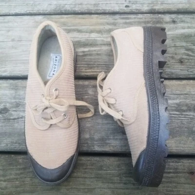 Zapatillas deportivas vintage años 90 y2k cuero pana tostado con cordones gruesas suela de goma 9,5 Foto 1 de 4