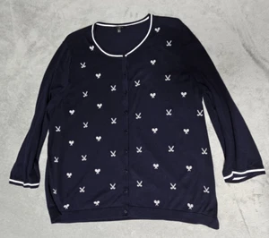 Talbots Damen Strickjacke 2XL Pullover dunkelblau bestickt Golf Tennis - Bild 1 von 5