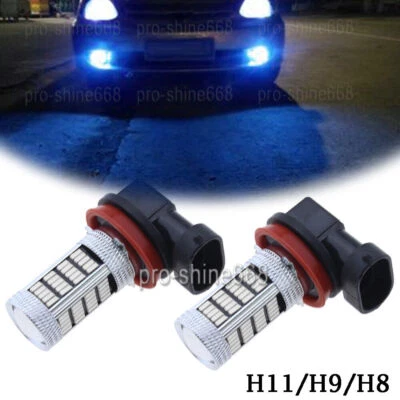 2pcs H11 H8 H9 92SMD 4014 LED Fog Light Bulbs Car Driving Lamp DRL 10000K Blue - Image 1 of 4