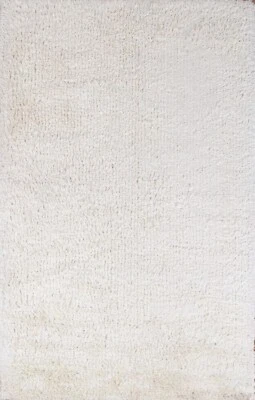 Thick Plush Ivory Solid Shaggy Oriental Area Rug 5'x8' Hand-tufted Modern Carpet - Image 1 of 4