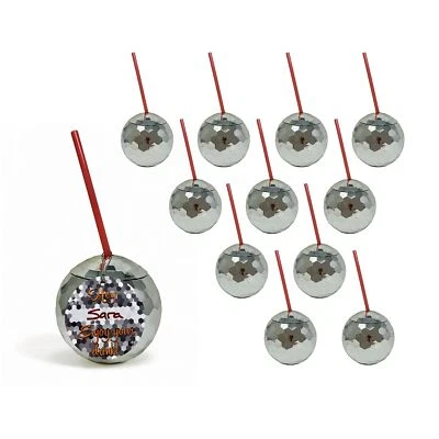 Bolaras Bolaras Plata Disco Bolaras (Paquete de 12) con Etiquetas con Nombre, Tapas y Pajitas, Co... Foto 1 de 4