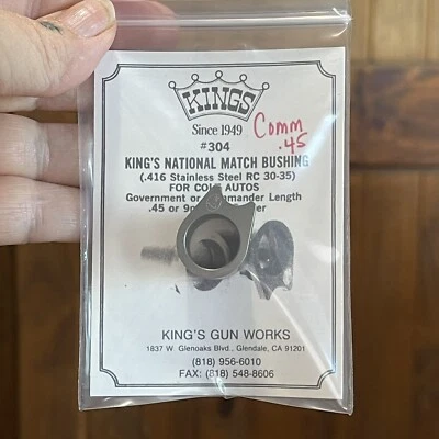 King's Gun Works 304 N.M. Bushing 1911 Colt Commander Stainless .45 NOS