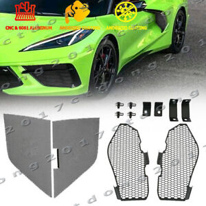Front Diamond Grill Covers + Side Intake Mesh Grill For Corvette C8 2020-2023 CT