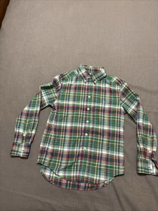 Ralph Lauren Polo Long Sleeve Button Up Shirt Green/Blue Plaid Boys Size S(8) - Picture 1 of 2