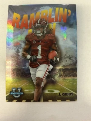 2022 Bowman University Chrome Ramblin' Man Jahmyr Gibbs #RM-5 (RC) - Image 1 of 2