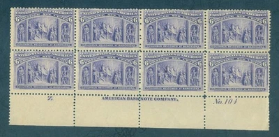US 235 Columbus Welcomed in Barcelona,  Plate Block/8, Mint OG NH - Image 1 of 2