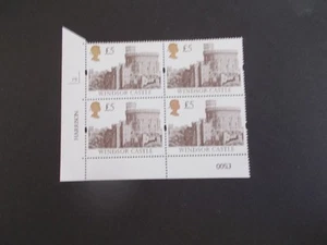 GB QEII 1992 £5 Re-engraved Castle High Value Cylinder Block of 4 Cyl 7D U/M - Picture 1 of 1