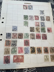 Página de estampillas de Alemania Primera Guerra Mundial Reichspost y Germania cancela colección  - Imagen 1 de 7