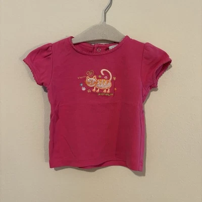 Camisa Vintage Okie Dokie Rosa Bordada Gato Talla 18 Meses Foto 1 de 4
