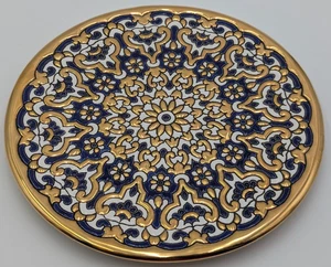 VINTAGE HANDGEFERTIGTE SEVILLARTE 9" TELLER EMAILLE & 24K GOLD KÜNSTLER SIGNIERT J.MORENO - Bild 1 von 8