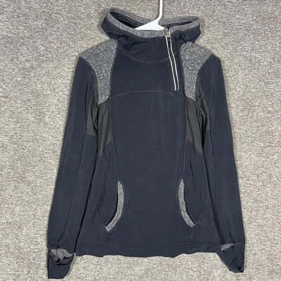 Lululemon Hoodie Womens 6 Black Gray Half Zip Running Thumbholes Back Pocket - Image 1 of 4