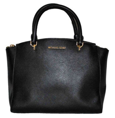 Cartera Grande Michael Kors Ellis Cuero Saffiano-Negro $298 Foto 1 de 4