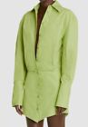 $750 The Attico Women's Green Silvya Poplin Mini Shirtdress Size 42