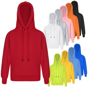 Boys Pullover Hoodie Plain Long Sleeve Drawstring Hooded Sweatshirt with Pocket - Picture 1 of 89