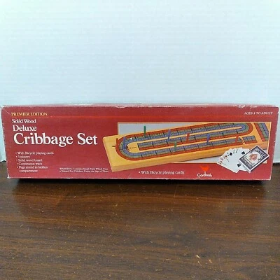 Cardinal Solid Wood Cribbage Board With Pegs VG Condition, 3 track with instruct - Image 1 of 4