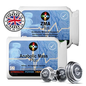 ANABOLIC MASS & ZMA BODYBUILDING SUPPLEMENT EXTREME MUSCLE GAINS TESTO 180 cap - Picture 1 of 4