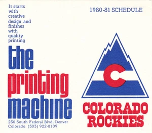 1980-81 COLORADO ROCKIES HOCKEY POCKET SCHEDULE - UNFOLDED - Picture 1 of 2