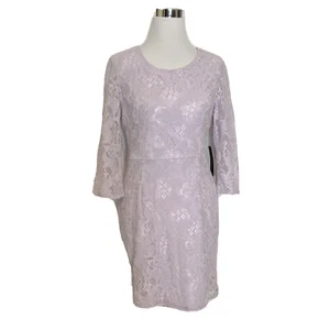 Nuevo Vestido Lulus Mujer Grande Púrpura Encaje Superposición Trabajo Fiesta Lavanda - Imagen 1 de 7
