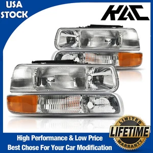Headlight Assembly Bumper Signal Lamps For 99-02 Chevy Silverado 00-06 Suburban - Picture 1 of 12