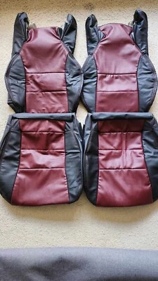 Fundas de asiento de cuero sintético negro granate para Toyota Supra MKIII MK3 1986-1992 Foto 1 de 4