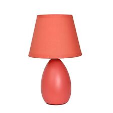 LT2009-ORG Mini Bedside Small Oval Egg Ceramic Table Lamp, Orange