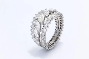 Platinum White Gold AP 3.50 cwt Fancy Diamond Ring RN10-0166 - Picture 1 of 3
