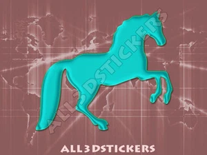 Adesivo Resinato Effetto 3D Cavallo - Colore Turchese 100x90 mm. - Picture 1 of 1