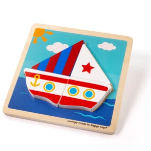 Rompecabezas Bigjigs Toys Grueso Elevable - Barco, Juguetes de Madera, Rompecabezas de Formas - Imagen 1 de 2