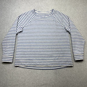 LL Bean Sweatshirt Women XL Blue Stripe Crew Stretch Casual Outdoor Soft Comfort - Picture 1 of 11