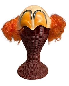 Vintage Plastic Clown Wig Adult Size Orange Curly Hair Made Hong in Kong - Picture 1 of 9