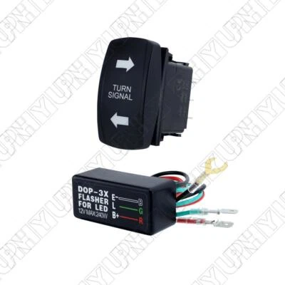 Fit for ATV UTV RV Vehicle Green Turn Signal Rocker Switch with Flasher - Image 1 of 4