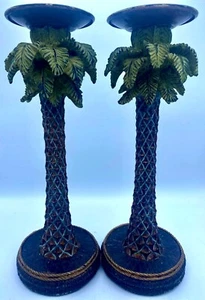 Bill Blass große Palme Kerzenständer 12 cm 80er Jahre / Set / 2 - Bild 1 von 8