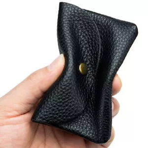 Real Leather Credit Wallet Man Women Card Holder Slim Money Case Coin Purse - Picture 1 of 12