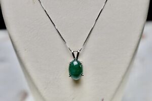 5 CT. Natural Authentic Emerald 14K Solid Gold Pendant 10K Chain Included!